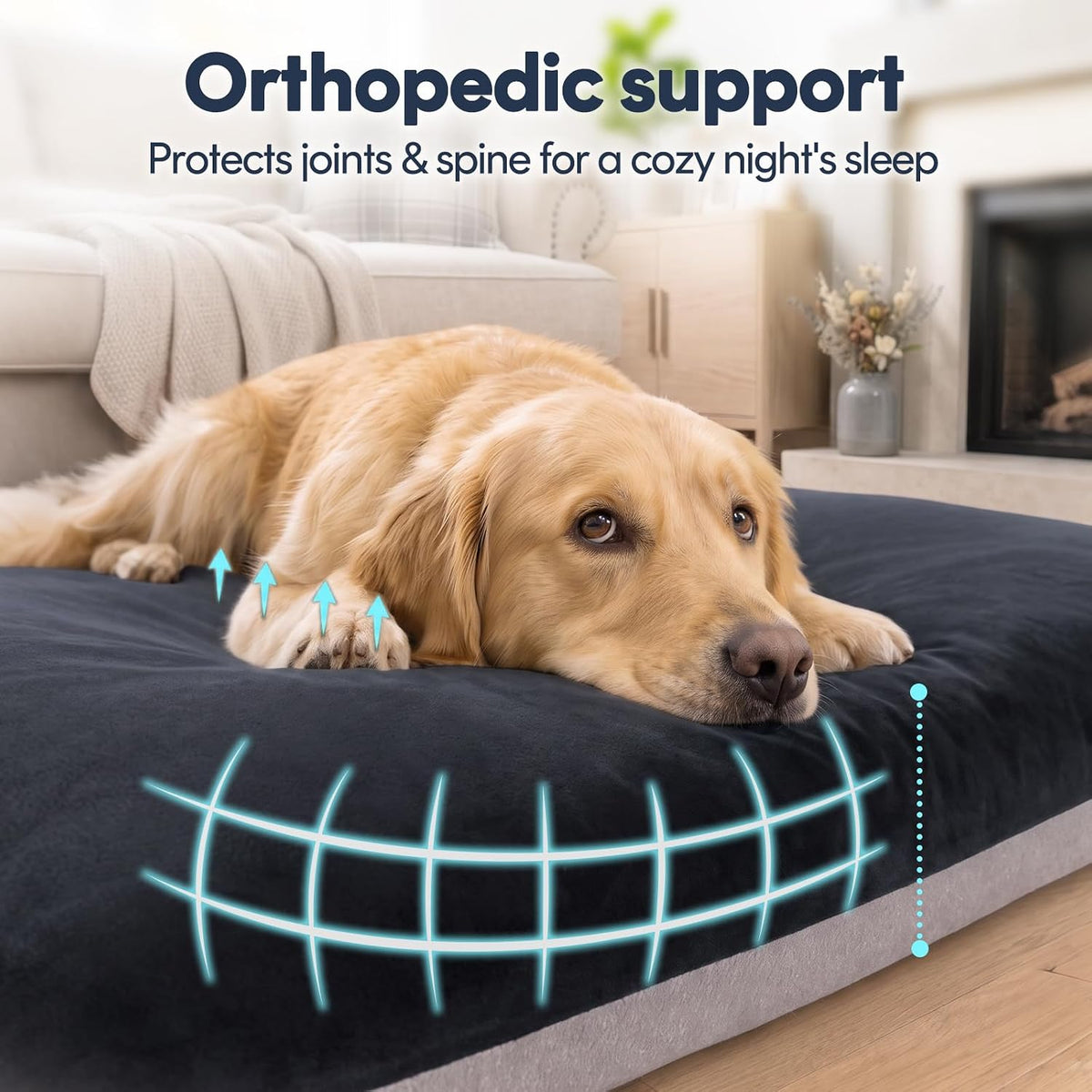 Magic Dog Orthopedic Extra Large Dog Bed 47 Inch - 39.0"L x 33.5"W x 4.0"Th / Dark Grey - image 2