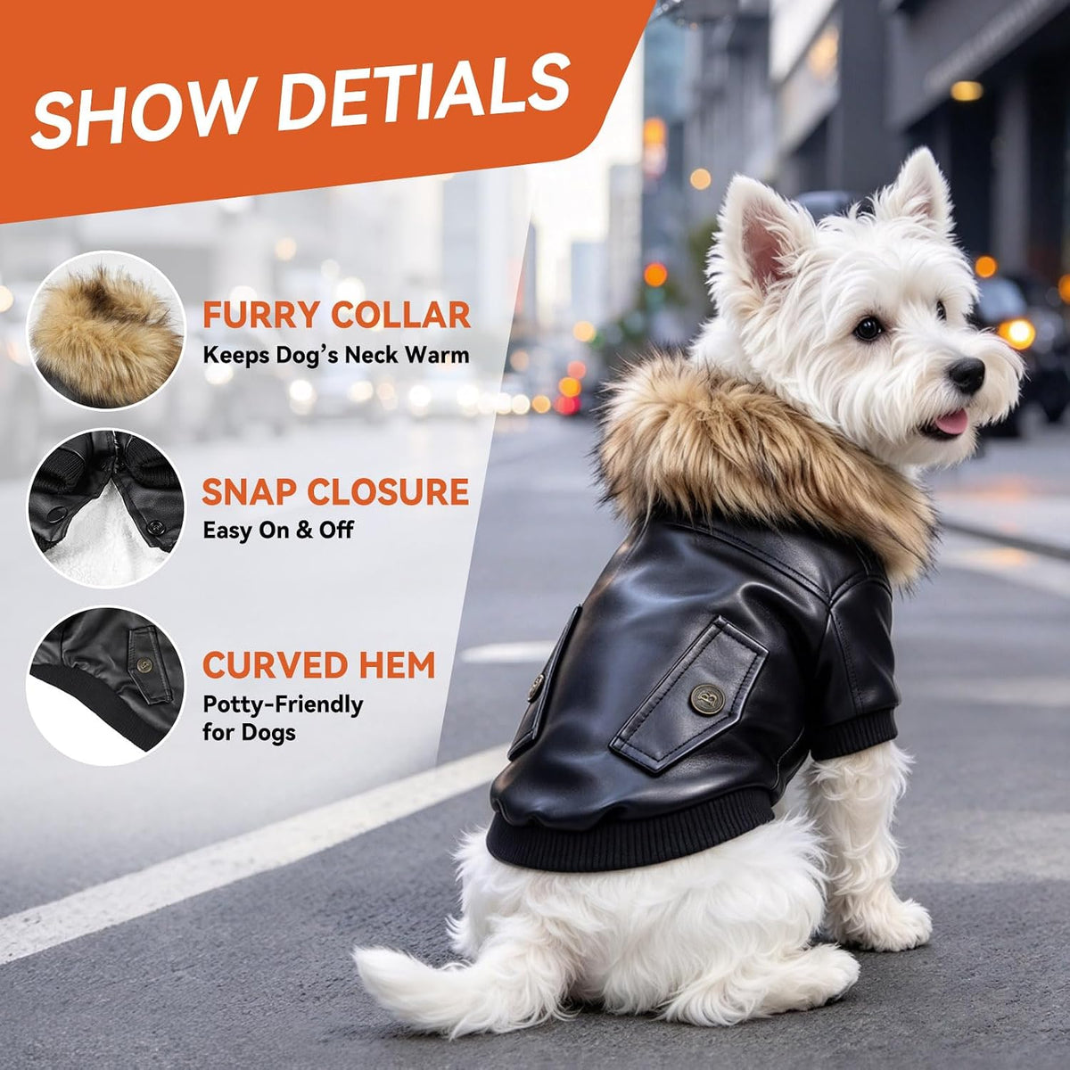 LESYPET Dog Leather Jacket for Small Dogs - X-Large / Black - image 4