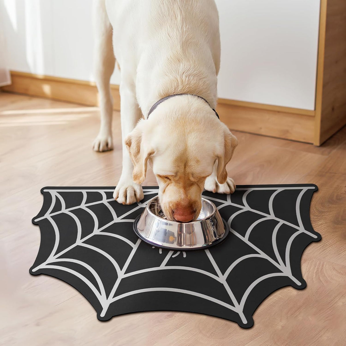 Pet Mats for Food and Water Dog Cat Food Mats Pet Feeding Mat - Spider Web - image 2