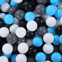 Ball Pit Balls for Toddlers, Crush Proof - Sea Blue+Black/Gray/White / 100 balls