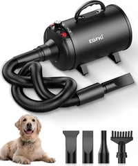 Dog Dryer, 5.2HP/ 3800W Pet Grooming High Velocity Force Blower with 4 Nozzles, Adjustable Speed
