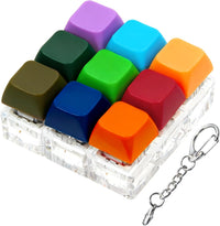 XiawaLangzhuo cat paw keyboard fidget toy, 9-in-1 clicker keychain in white and purple - view 7