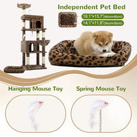 Globlazer Heavy Duty Cat Trees for Large Cats, Sturdy 72in Maine Coon Cat Tree for Large Cat 20 lbs+ Heavy Duty Cat Tower for Adult Biggest Cats with 6 Scratching Posts, Hammock, S72, Leopard Print