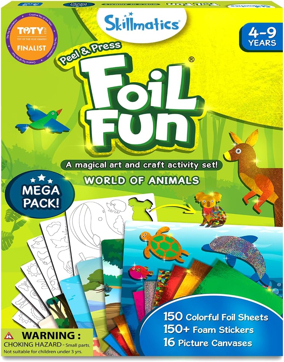 Skillmatics Foil Fun Unicorn & Princesses, Foil Art & Craft - 8. Animals Mega Pack