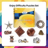 ActPo 9 piece brain teaser puzzles set with metal and wooden 3D puzzles - view 14