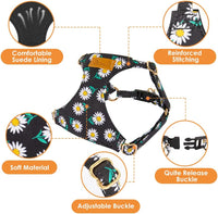 SlowTon No Pull Dog Harness with Leash for Small Medium Dogs - Medium(18-31lb) / Black Daisy - image 4