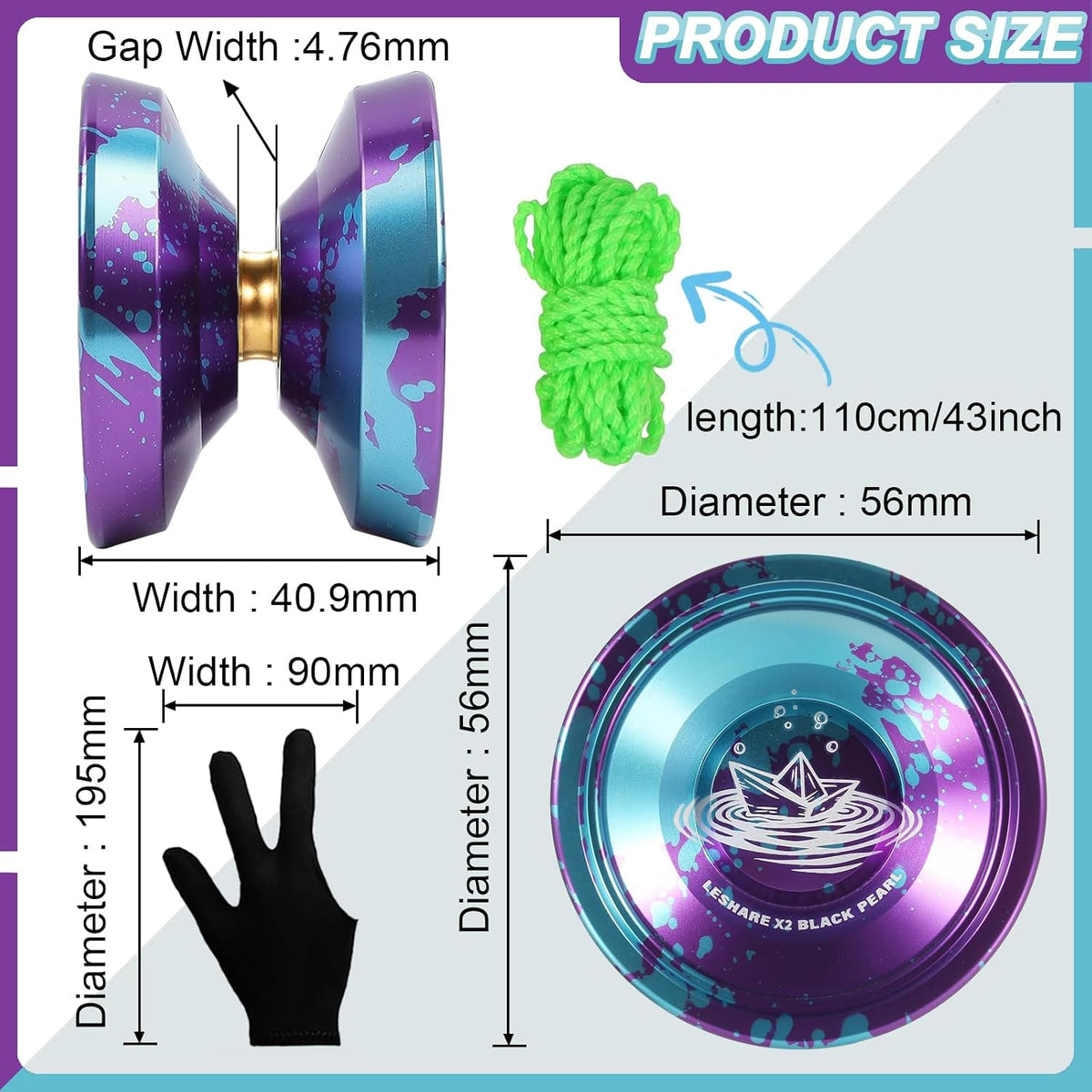 LESHARE X2 Dual-Mode Yoyo for Advanced Players & Teens Beginners – Fun for Kids & Family - Purple Blue - image 2