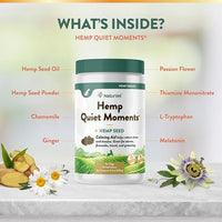 NaturVet Quiet Moments Plus Hemp Calming Aid Soft Chews for Dogs, Count of 60, 60 CT