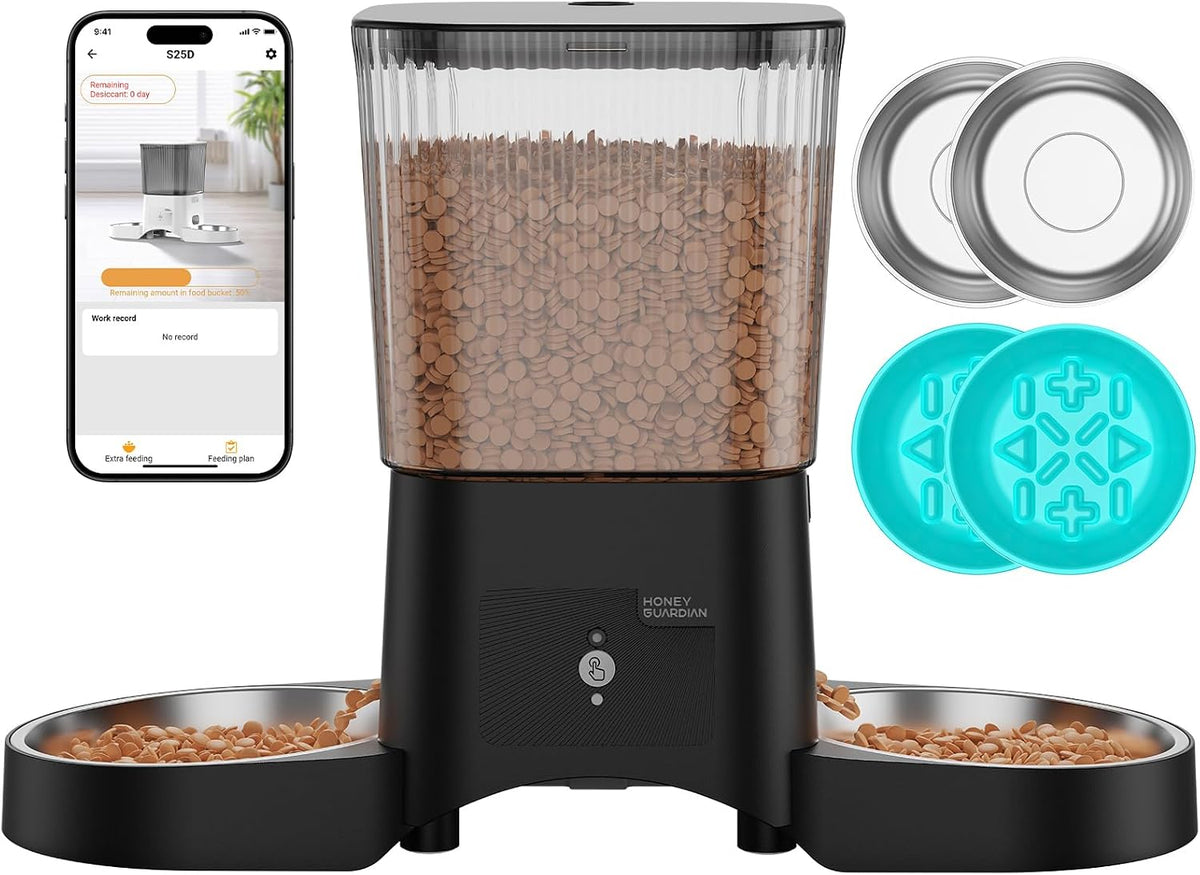 HoneyGuaridan Automatic Cat Feeder for 2 Cats - S25D