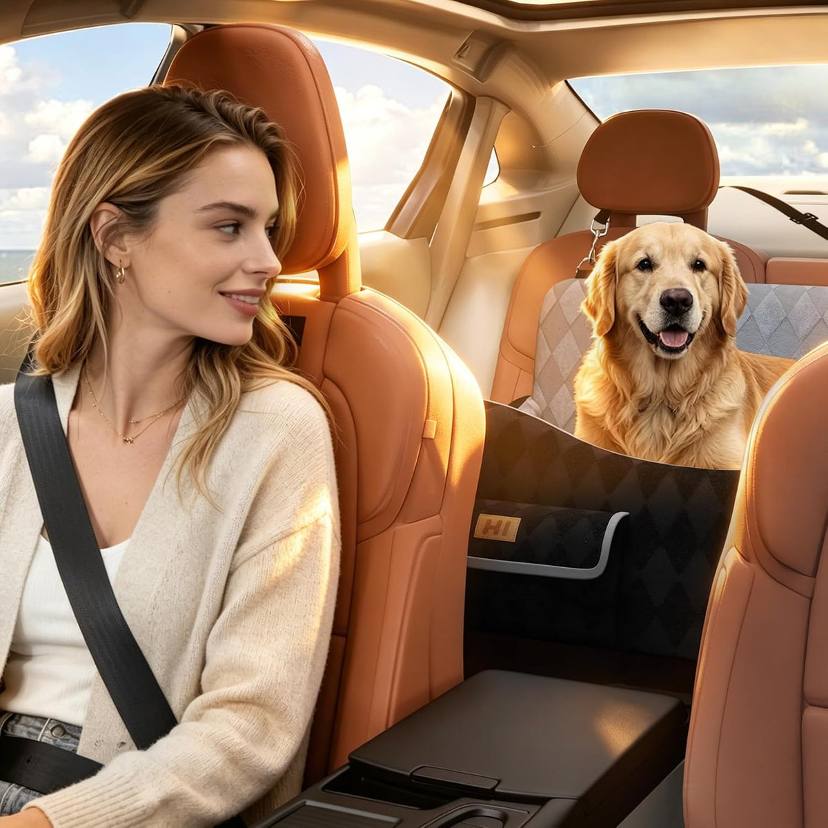 Dog Car Seat for Small/Medium Dogs up to 35lbs - Black/Grey / Large - image 4