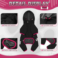 Dog Raincoat, Waterproof Dog Rain Jacket with Hood - L(Back Length15'') / Black - image 3