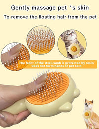 Cat & Dog Grooming Brush (Purple) - Stainless Steel Tooth Comb, Rubber Massage Needles, Self-Cleaning, Suitable for Kittens to Long-Haired Cats & Dogs