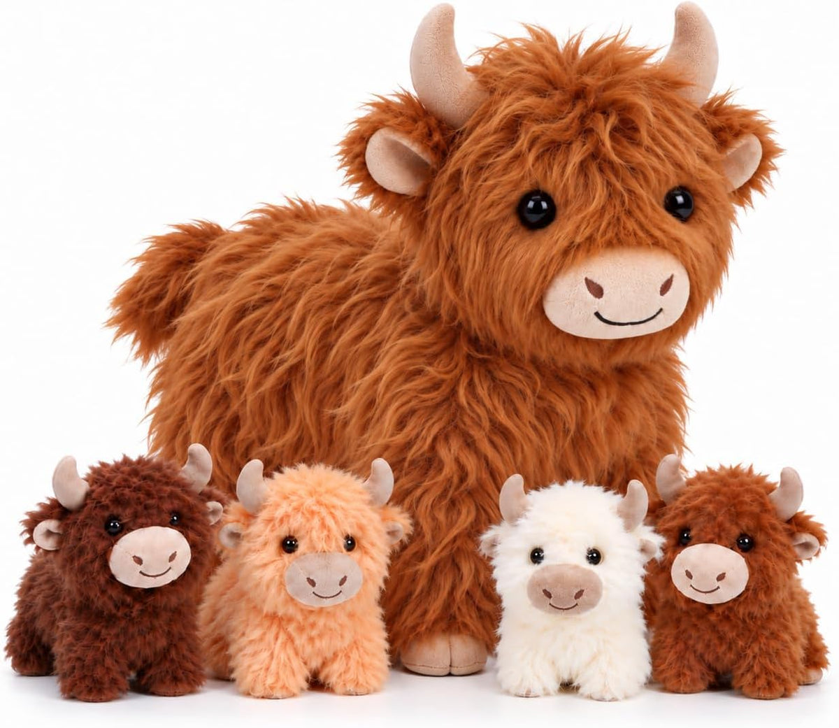 TOYSYM Seal Plush with 4 Babies - Highland Cow