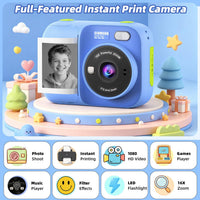 Kids Instant Print Camera with 5 Rolls Print Paper - Blue - image 3