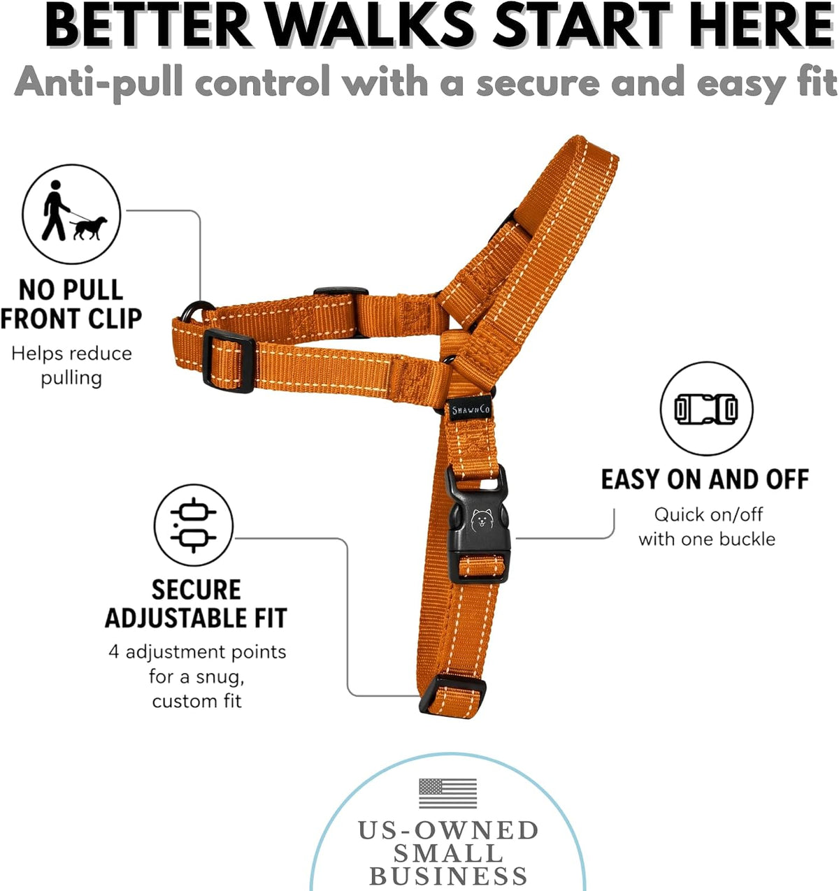 ShawnCo Dream Walk Pro No-Pull Dog Harness – Essentials for Dogs - Large / Sunset Orange - image 3