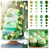 48 Pcs Balls Cake Topper Decorations Balloon Cupcake Toppers Foam - A07-green, Gold - image 4
