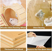Cycodo 8 in 1 Acrylic Hamster Cage,2-Tier Dwarf Hamster Cage with Wooden Wheel & Hideout,Small Hamster Habitat with Accessories,Clear Pet Mice House(Pink,14" L*10" W*11" H)