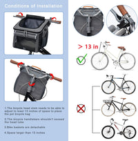 Dog Bike Basket, Soft-Sided Dog Bike Carrier with 4 Mesh Windows for Small Dog Cat Puppies - Grey - Grey - image 3