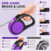 Heavy Duty Retractable Dog Leash-16ft Strong & Durable Walking Leash - Purple / Small/Medium - image 4