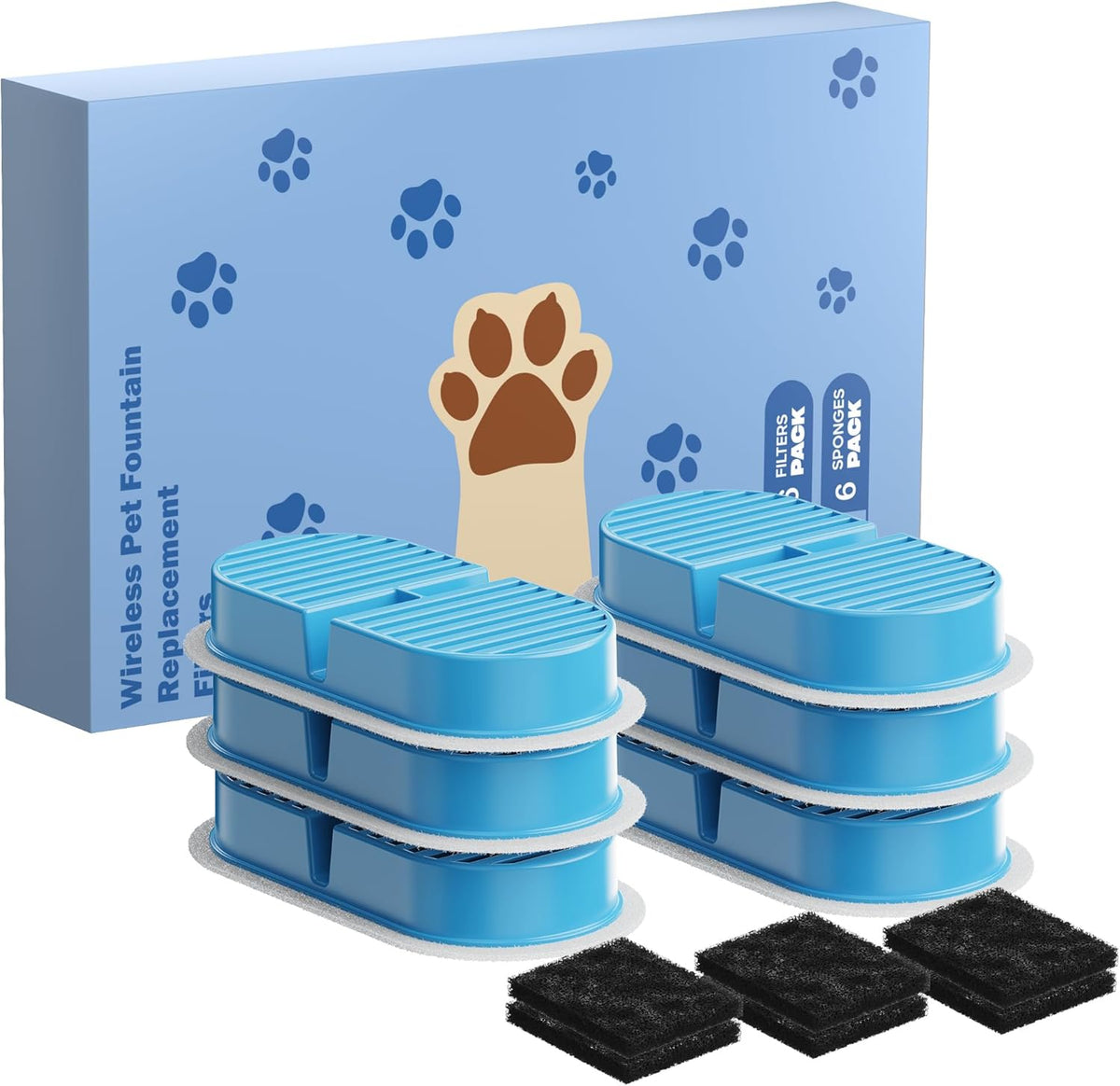 VKIMISS Cat Water Fountain Filters: Pet Water Dispenser Filter - Filters 6pcs