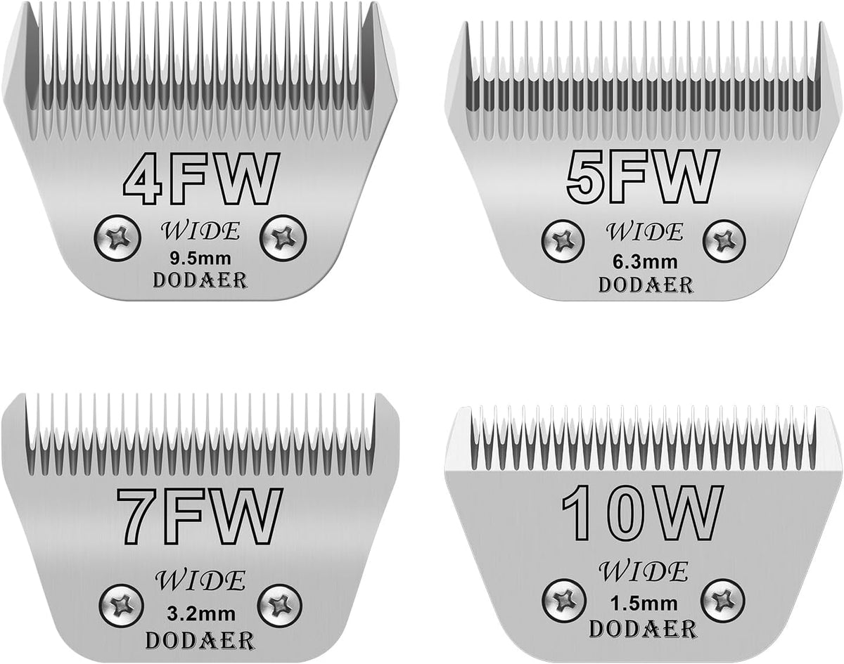 10# Dog Grooming Ceramic Blades, Compatible with Andis, Oster A5 - 10W+7FW+5FW+4FW(1.5-9.5mm) / Silver