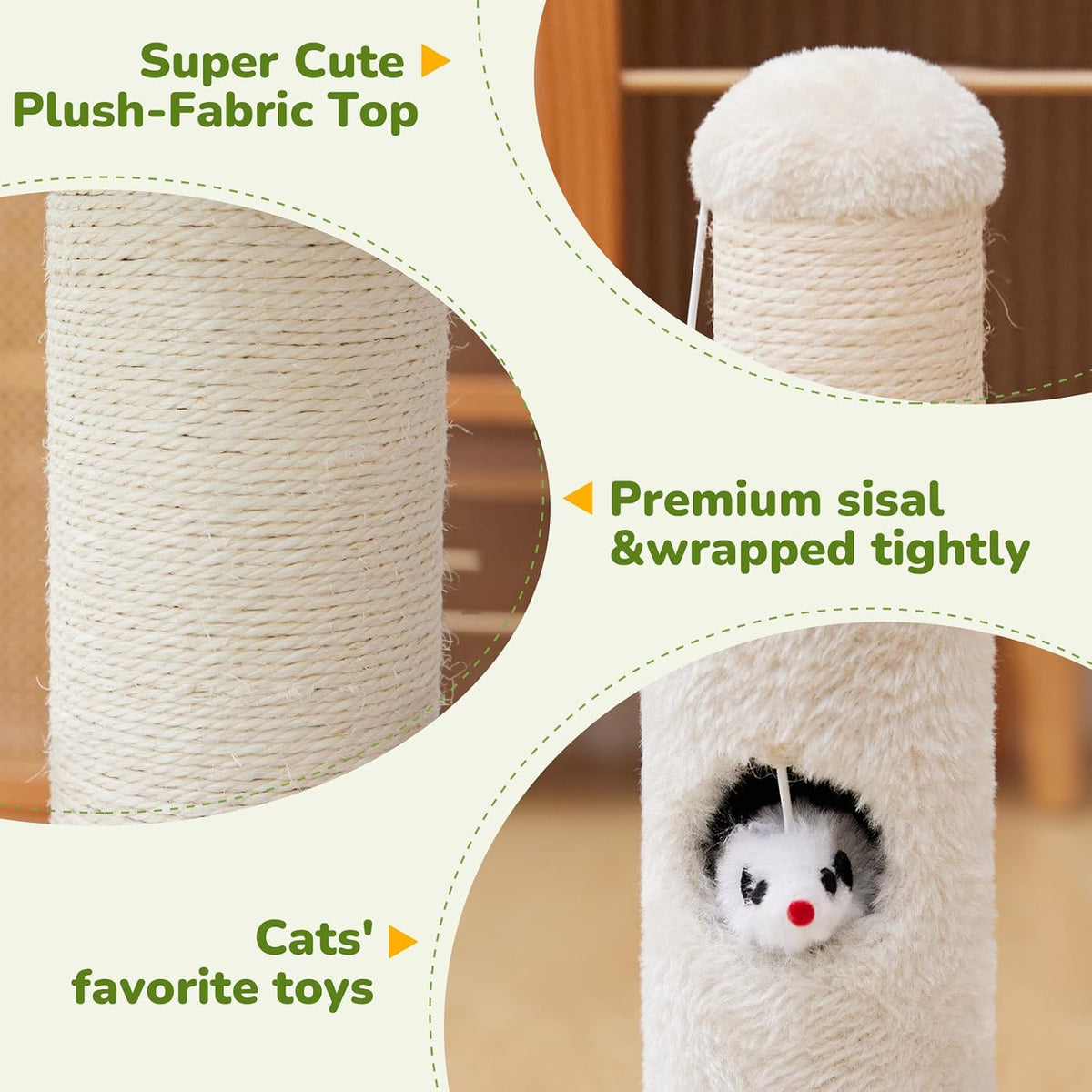 Funny Cat Scratching Posts Sturdy Scratcher Posts 33'' Off White – Essentials for Cats - Off White / 23‘’ - image 3