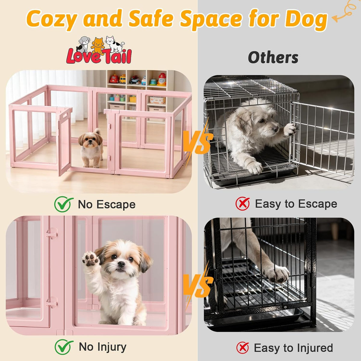 DIY Clear Acrylic Dog Playpen House - Skin Pink / 10PCS / 30.3"H - image 2