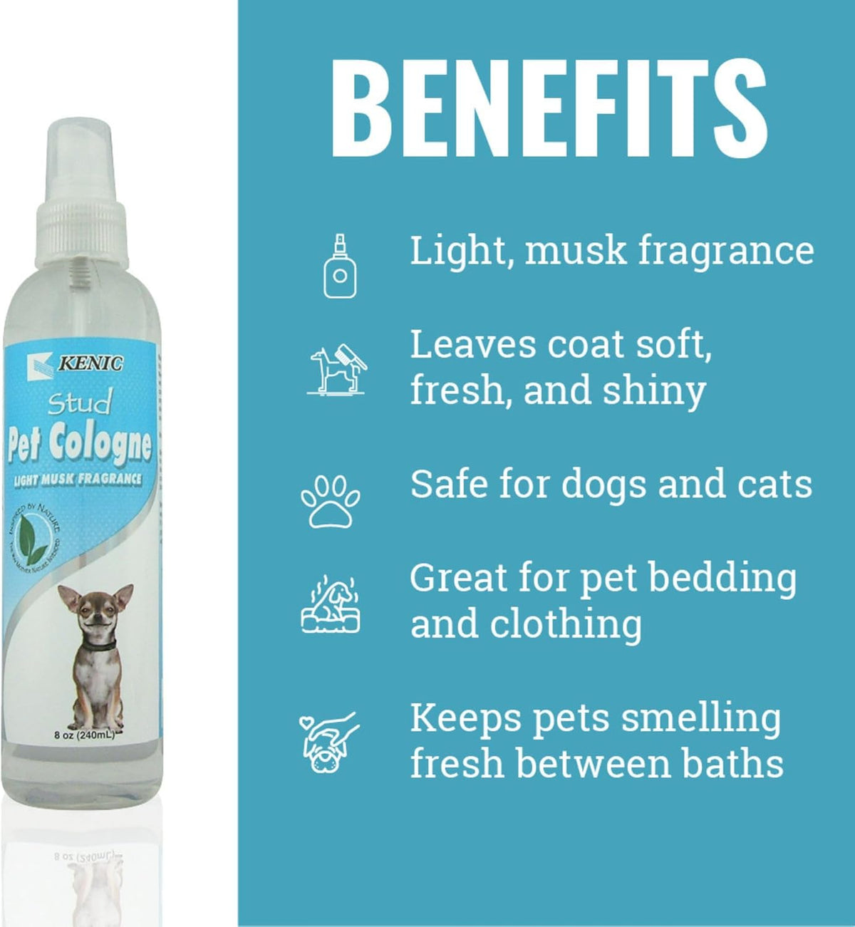 Pet Cologne, Long Lasting Scented Dog & Cat Deodorizing Spray - Light Musk - image 2