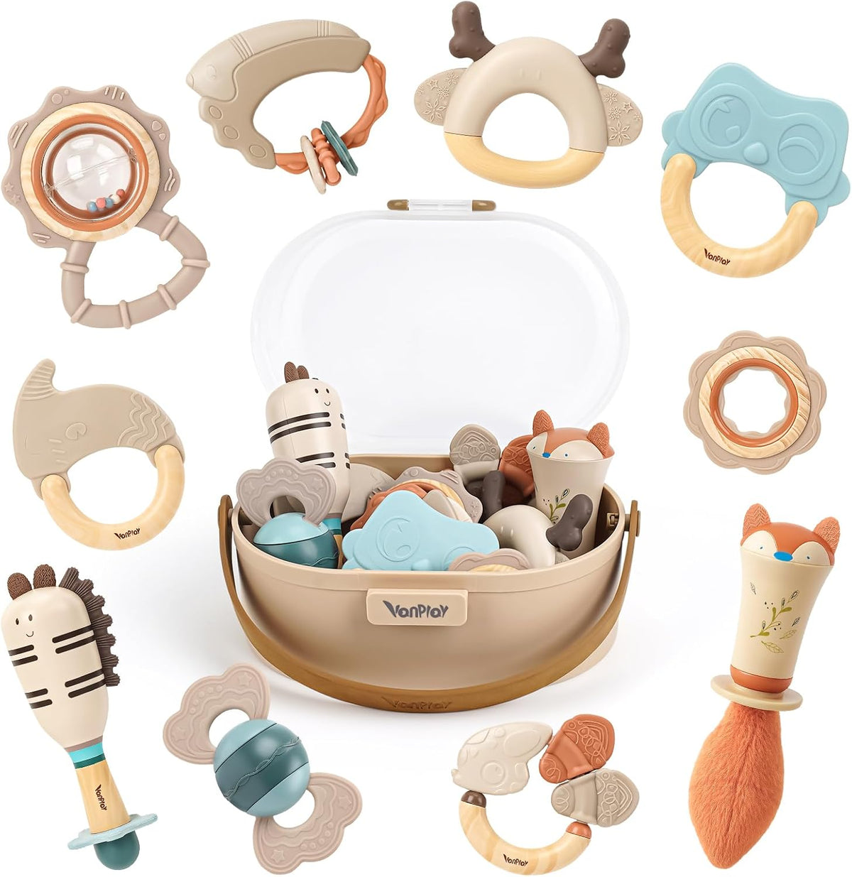 Baby Rattles & Teethers Set, Baby Toys 0-6 Months - 10 PCS