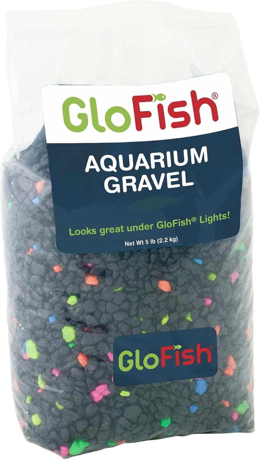 GloFish Aquarium Gravel, Black With Fluorescent Accents - Black With Fluorescent Highlights (Pack of 6) / 5 LBS (Pack of 6)