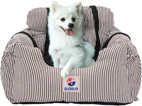 BLOBLO Dog Car Seat Pet Booster Seat Pet Travel Safety Dog Bed - Coffee Stripe