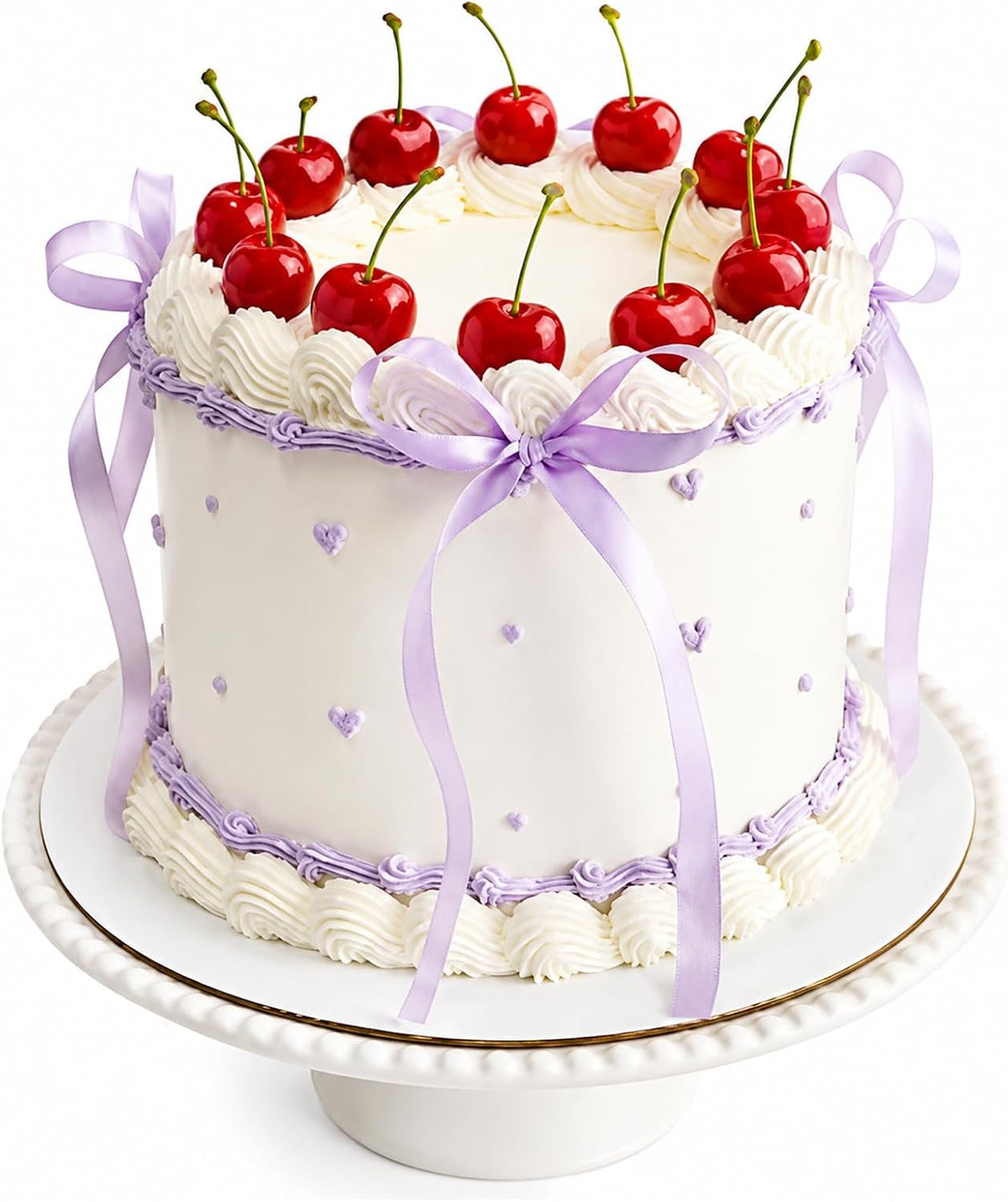 Chunful fake cherry cake toppers with red polyester bows - view 10
