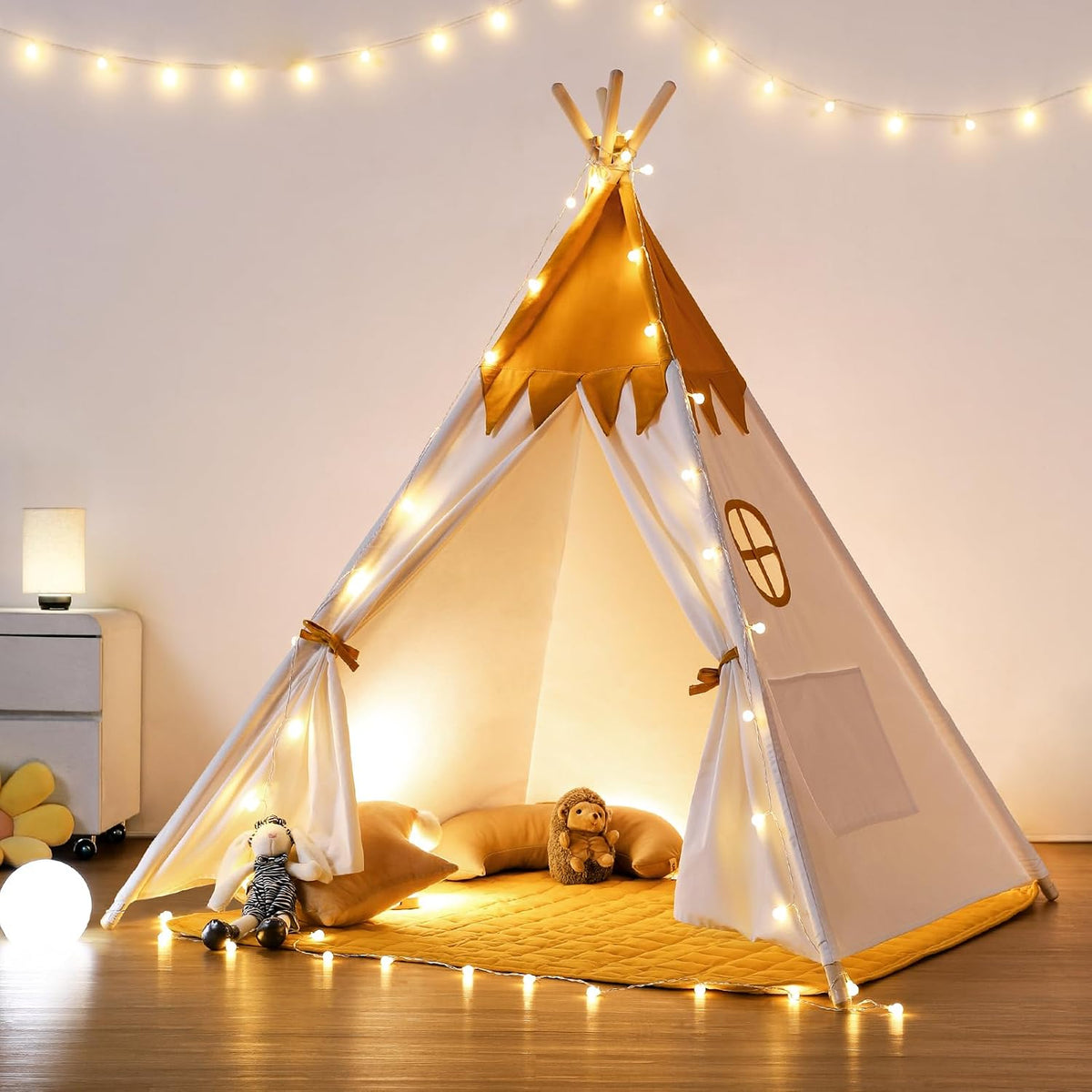 besrey Teepee Tent for Kids - Yellow / Large