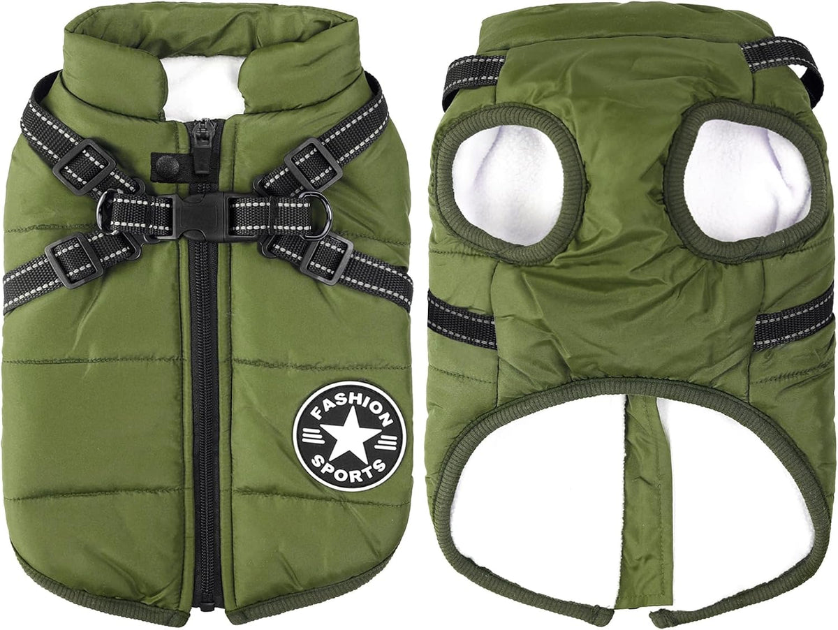 Aiboria Dog Jackets Coat for Winter Windproof Waterproof Skiing Dog - ArmyGreen / Small