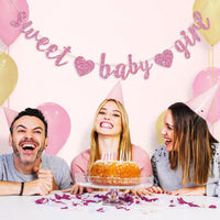 BEISHIDA Pre-Strung Glitter Champagne Girl Baby Banner Baby Shower - pink - image 4