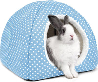 Rabbit Hideout Large Bunny Bed Washable Rabbit House – Daily Care for Small Pets - Light blue