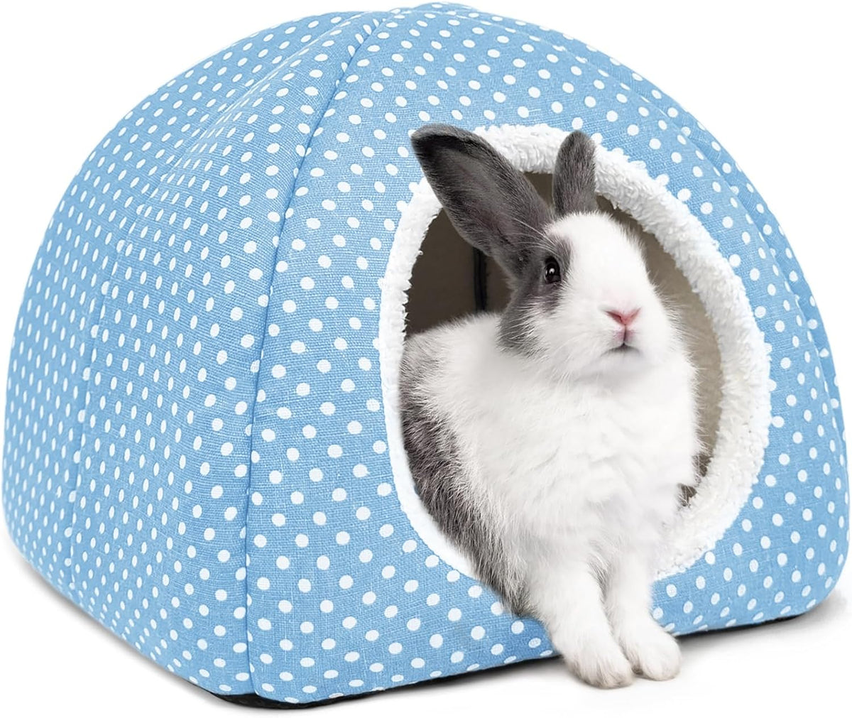Rabbit Hideout Large Bunny Bed Washable Rabbit House – Daily Care for Small Pets - Light blue