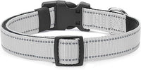 Reflective Dog Collar Padded with Soft Neoprene Breathable Quick Release Basic Dog Collars for Medium Large Dogs Boy Girl Silver