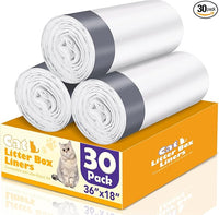 30 Count Cat Litter Liners Large, Jumbo Drawstring Extra Durable Pet Cat Pan Liners Extra-Thick Kitty Litter Box Bag 36" x 19"