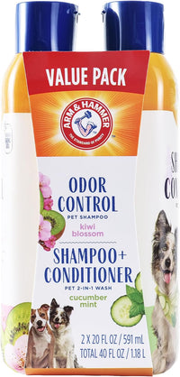 Arm & Hammer 2-in-1 Dog Shampoo and Conditioner - Kiwi Blossom & Cucumber Mint / 20 Fl Oz (Pack of 2)