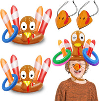 TURNMEON Thanksgiving ring toss game with 2 inflatable turkey hats and 8 colorful rings