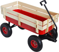 Sanch Ancha red steel and wood utility wagon with 10 inch air tires - view 2