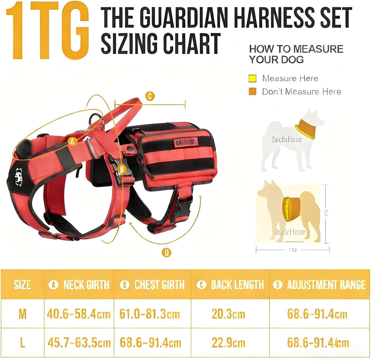OneTigris Service Dog Vest Harness - M / Red - image 2