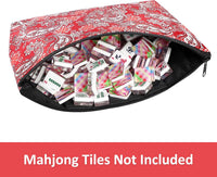 GUSTARIA empty mahjong tiles bag with blue print and zipper closure - view 12