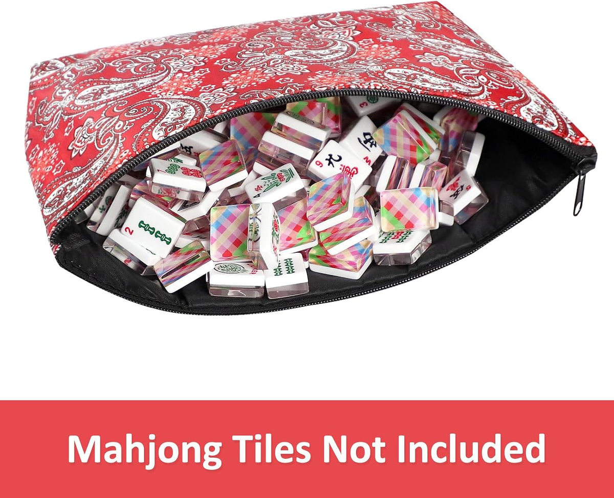 GUSTARIA empty mahjong tiles bag with blue print and zipper closure - view 12