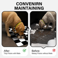 Cat Food Mat, 12"x 20" Cat Dog Mats for Food and Water Bowl - 16"L x 24"W / Black & White - image 4