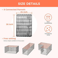 Foldable Dog Playpen 36" Height 8 Panels Metal Exercise Pen with Door - Indoor/Outdoor Dog Play Pen for Small-Medium Dogs, Portable Pet Fence for Yard Garden Camping, Black
