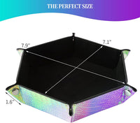 Grajar 2 Pcs Portable Folding Dice Rolling Tray Set for RPG DND Table - Holographic Dragon Skin - image 3