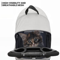 MoNiBloom 3 in 1 Foldable Pet Stroller for Small & Medium Dogs, Detachable Carrier, Car Seat, Push Button Entry, 4-Wheel Jogger for Pets up to 33 lbs, Navy Blue