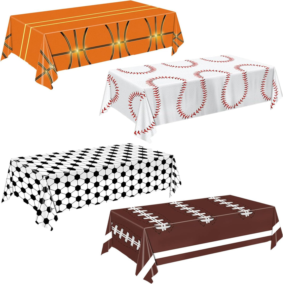 Oigco race car tablecloth with black and white checkered pattern on a rectangular party table